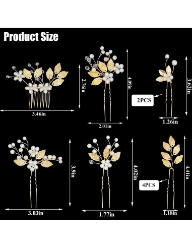 10 Horquillas de Novia Doradas BOYIVI con Perlas y Rhinestones