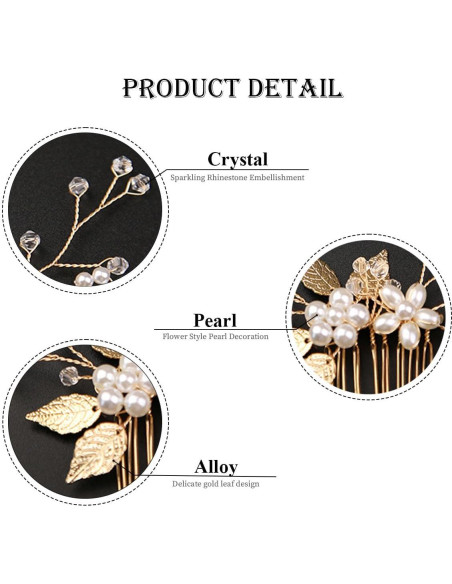10 Horquillas de Novia Doradas BOYIVI con Perlas y Rhinestones 10 Horquillas de Novia Doradas BOYIVI con Perlas y Rhinestones