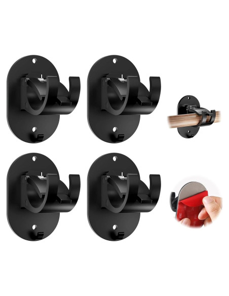 Soportes de Barra de Cortina Autoadhesivos GENREEN 4 PCS Negro