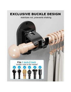 Soportes de Barra de Cortina Autoadhesivos GENREEN 4 PCS Negro 2