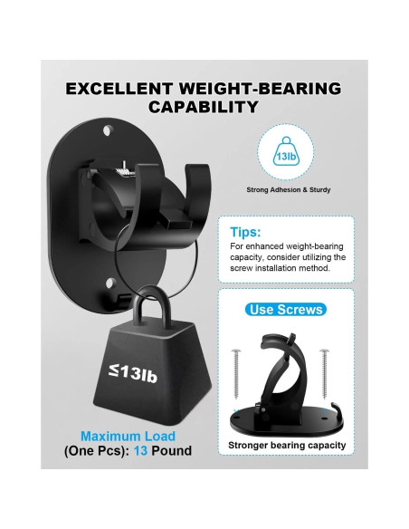 Soportes de Barra de Cortina Autoadhesivos GENREEN 4 PCS Negro