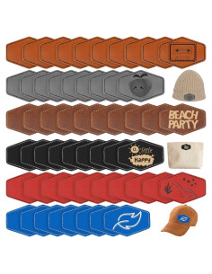 60 Parches Hexagonales de Cuero Sintético Huhumy 7.62x5.08cm