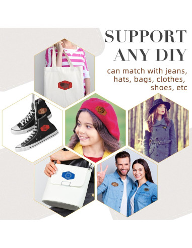 60 Parches Hexagonales de Cuero Sintético Huhumy 7.62x5.08cm