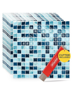 Azulejos Autoadhesivos XFasten 10pcs 30.48x30.48cm Azul Océano