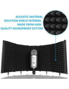Escudo de Aislamiento de Micrófono YOUSHARES 5 Paneles Acústicos 2