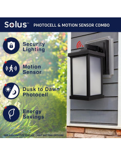 Luz de Pared de Seguridad Exterior Solus - Sensor Movimiento, Negro 2