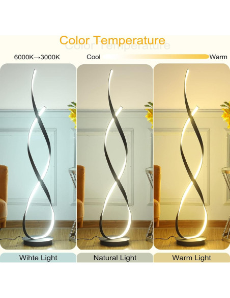 Lámpara de Pie LED 40W 4000LM ALW Negra 138cm Control Remoto