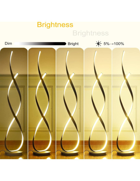 Lámpara de Pie LED 40W 4000LM ALW Negra 138cm Control Remoto