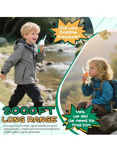 Walkie Talkies COUOMOXA para Niños - 2 Paquete 609.6m Alcance