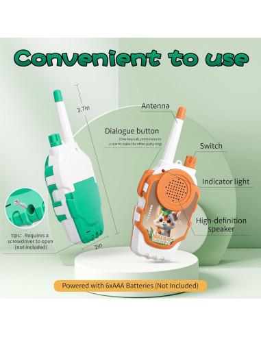 Walkie Talkies COUOMOXA para Niños - 2 Paquete 609.6m Alcance