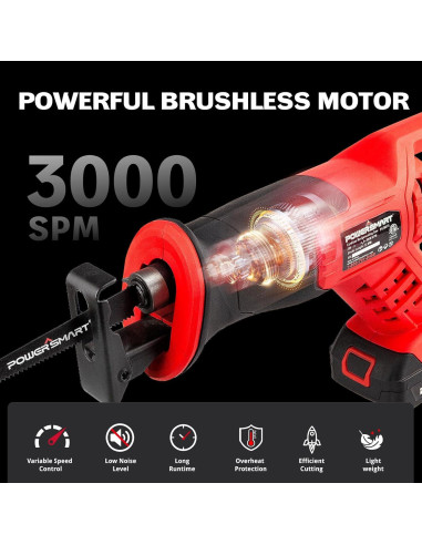 Sierra Recíproca Inalámbrica PowerSmart 20V con Batería 2Ah