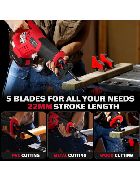 Sierra Recíproca Inalámbrica PowerSmart 20V con Batería 2Ah