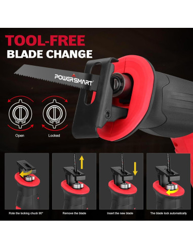 Sierra Recíproca Inalámbrica PowerSmart 20V con Batería 2Ah