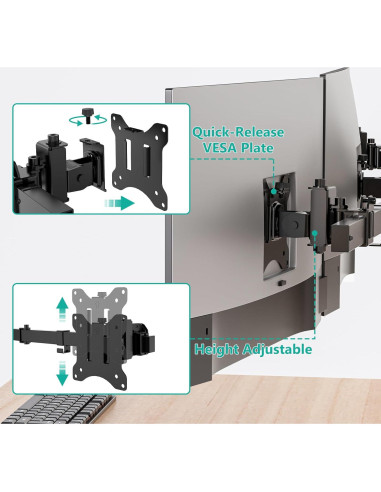 Soporte de Pared para Triple Monitor WALI 17-32" Negro