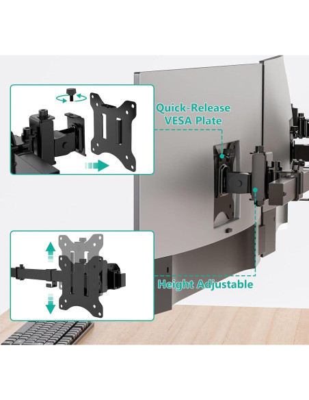 Soporte de Pared para Triple Monitor WALI 17-32" Negro