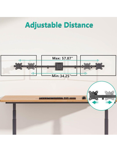 Soporte de Pared para Triple Monitor WALI 17-32" Negro