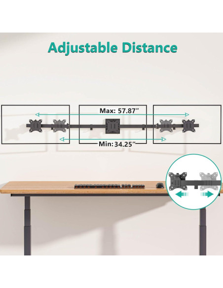Soporte de Pared para Triple Monitor WALI 17-32" Negro