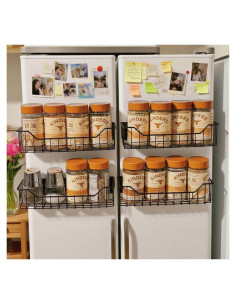 Estante Magnético para Especias KAREZONINE 4 Piezas Metal Gris