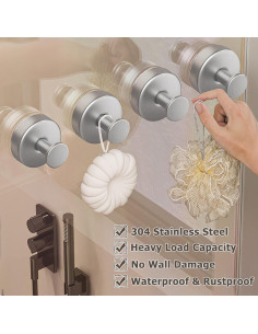 Ganchos de Ventosa Vinaloyary Acero Inoxidable 4 Pzs 6.8 kg 2