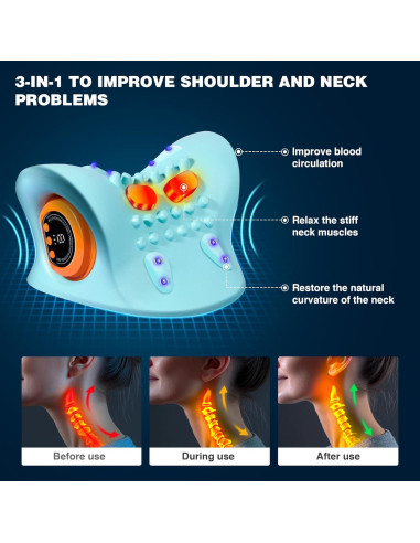 Masajeador de Cuello GYSIEN con Calor y 3 Modos, Alivio Muscular