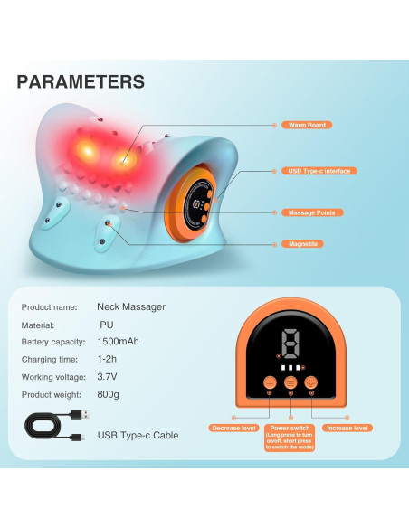 Masajeador de Cuello GYSIEN con Calor y 3 Modos, Alivio Muscular