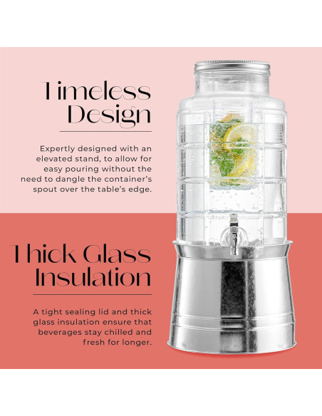 Dispensador de Bebidas de Vidrio Style Setter 9.1L con Grifo