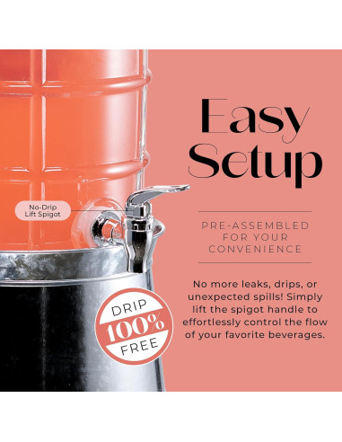 Dispensador de Bebidas de Vidrio Style Setter 9.1L con Grifo