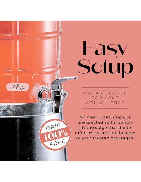 Dispensador de Bebidas de Vidrio Style Setter 9.1L con Grifo