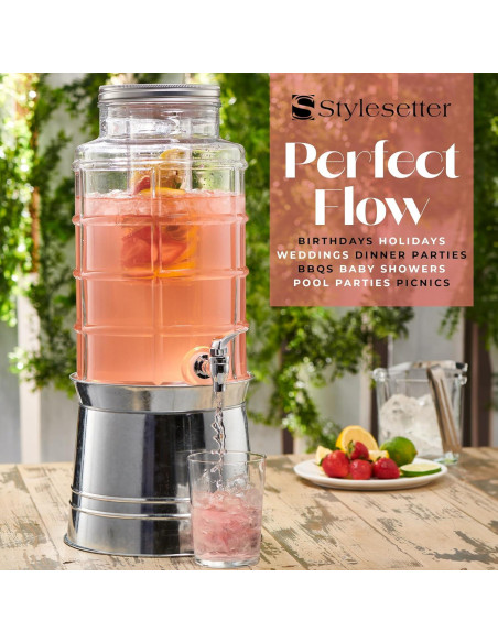Dispensador de Bebidas de Vidrio Style Setter 9.1L con Grifo