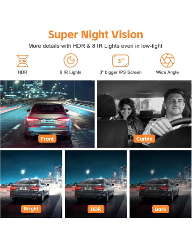 Cámara Dash 360 4 Canales MITNOTY 2.5K+1080P GPS WiFi