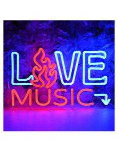 Letrero de Luz de Neón LED SYLHOME Música en Vivo 40x25cm USB
