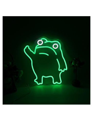 Luz de Neón Rana LED Verde para Decoración de Pared
