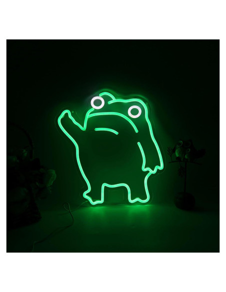 Luz de Neón Rana LED Verde para Decoración de Pared