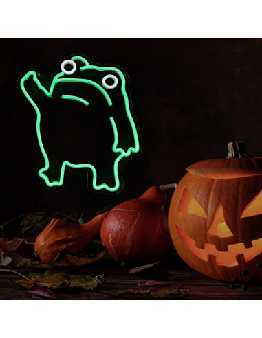 Luz de Neón Rana LED Verde para Decoración de Pared