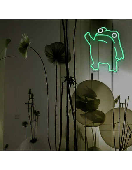 Luz de Neón Rana LED Verde para Decoración de Pared