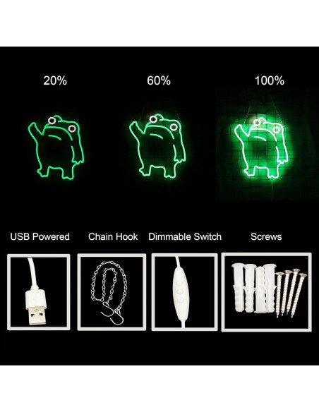 Luz de Neón Rana LED Verde para Decoración de Pared