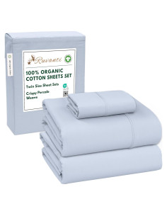 Sábanas de Algodón Orgánico RUVANTI Individual 3 Piezas Hielo Ártico