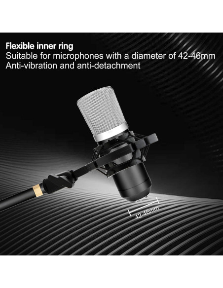Soporte de micrófono ajustable Tissting con amortiguación 16.5cm