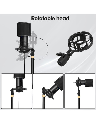 Soporte de micrófono ajustable Tissting con amortiguación 16.5cm