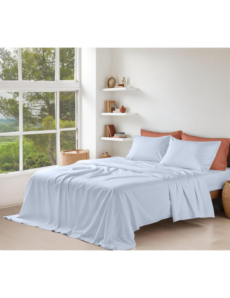 Sábanas de Algodón Orgánico RUVANTI Individual 3 Piezas Hielo Ártico
