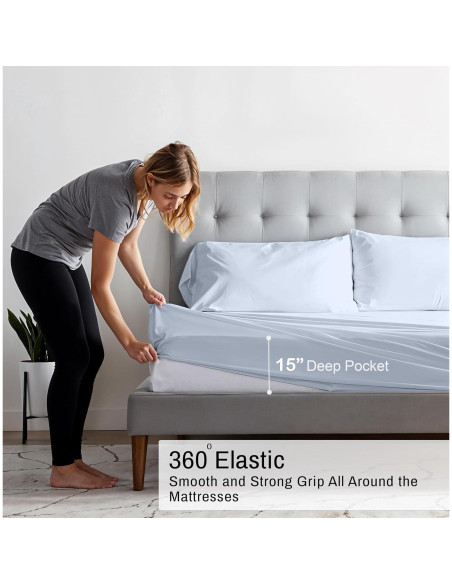 Sábanas de Algodón Orgánico RUVANTI Individual 3 Piezas Hielo Ártico