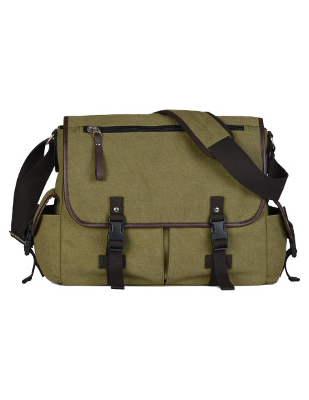 Bolsa de Mensajero Lona CROCOD Verde 15.6" Laptop Unisex