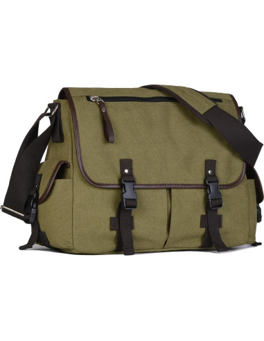 Bolsa de Mensajero Lona CROCOD Verde 15.6" Laptop Unisex