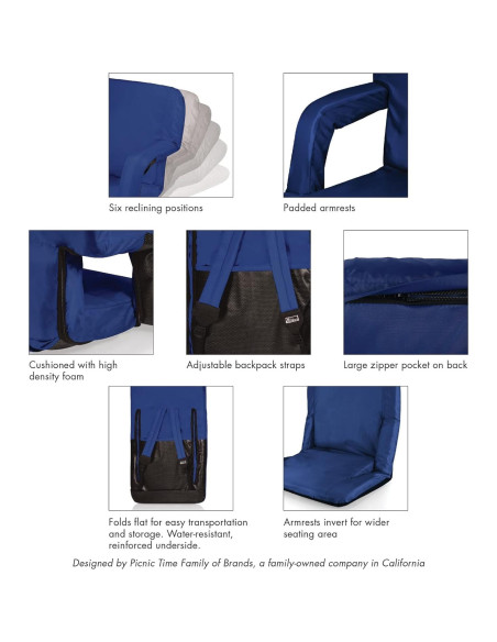 Asiento de Estadio Plegable Reclinado Oniva NFL Azul Marino