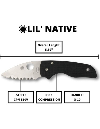 Cuchillo Plegable Spyderco Lil' Native 6.35 cm Mango G-10