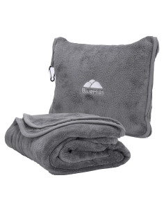 Manta de Viaje BlueHills 178x122 cm Gris con Funda y Clip