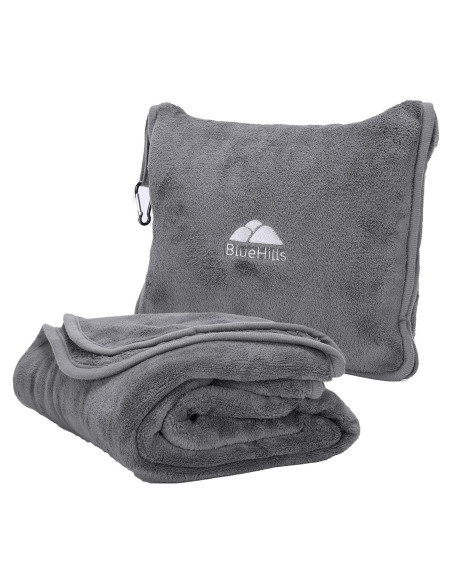 Manta de Viaje BlueHills 178x122 cm Gris con Funda y Clip