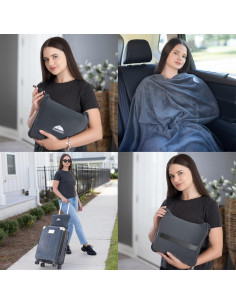 Manta de Viaje BlueHills 178x122 cm Gris con Funda y Clip 2