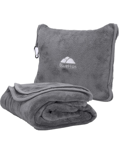Manta de Viaje BlueHills 178x122 cm Gris con Funda y Clip
