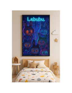 Póster Neón Labubu 45.72x60.96cm - Arte Futurista 2
